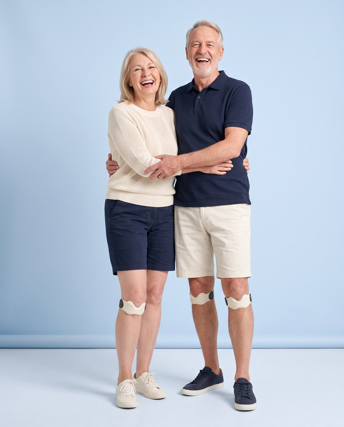 A couple in their sixties, each wearing a Bendio strap